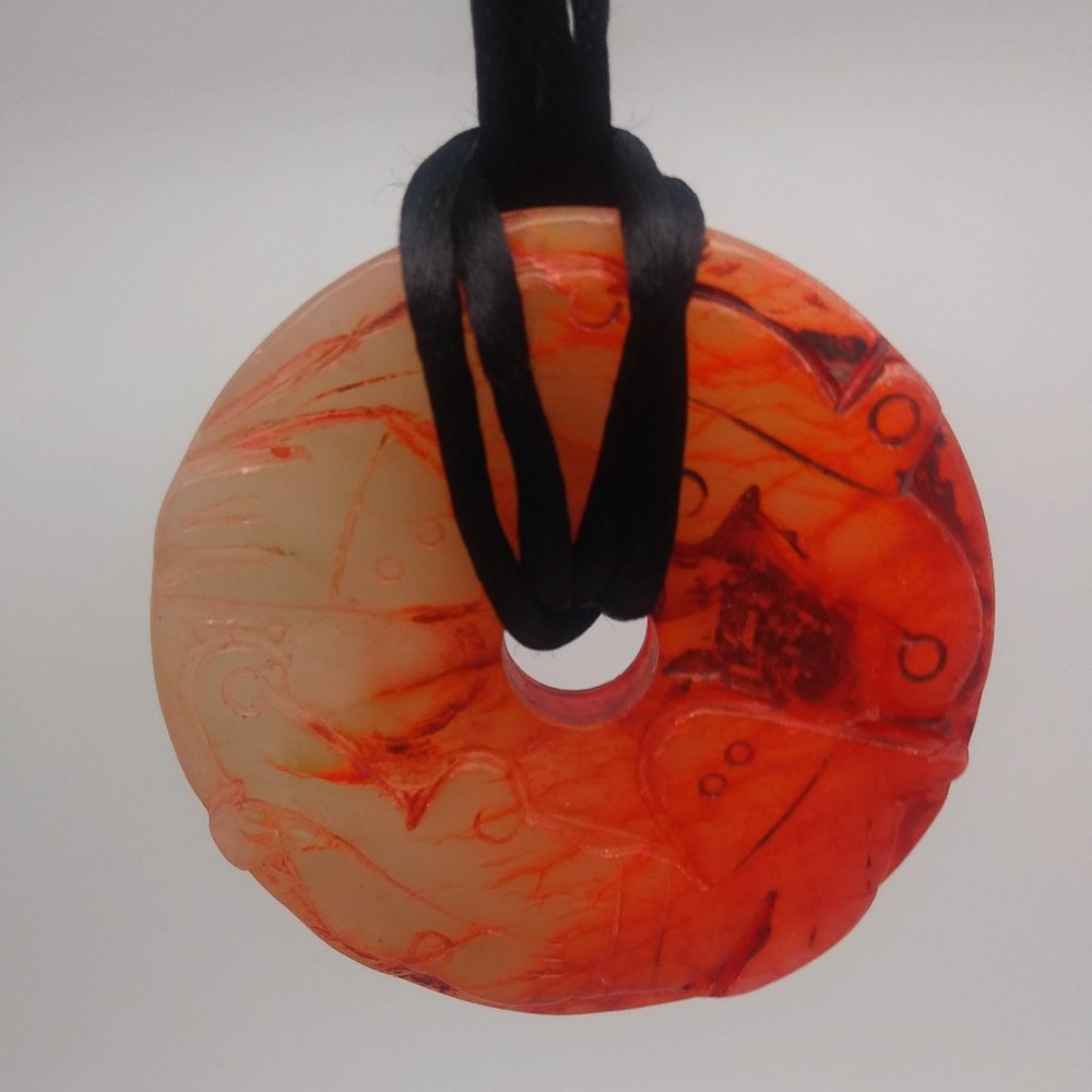 Double Dragon Red Jade Necklace